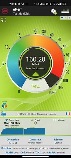 #5G #orange #speedtest test orange en condition optimal