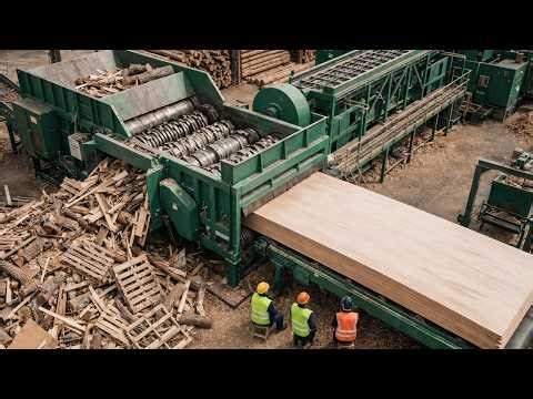 Inside USA Wood Recycling Factory–How Wood Waste Becomes MDF Boards | Modern MDF Production Process