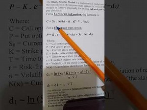 BLACK - SCHOLES MODEL (BSOP) MODEL (EUROPEAN CALL OPTION)