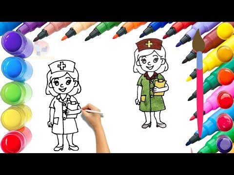 How To Draw cute Nurse Drawing, Painting & Coloring For Kids and Toddlers_ Child Art 🐋🌈🎨