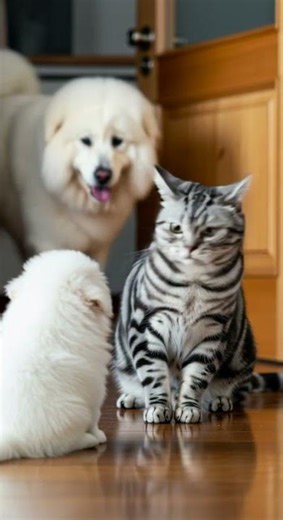 강아지와 고양이의 긴장된 첫 대면 | Dog Meets Cat for the Ultimate Cute Showdown #pets #dogcat #funny