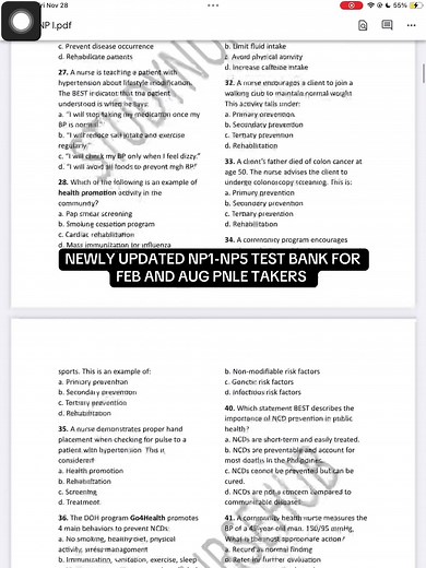 Updated NP Test Bank for PNLE Nursing Students