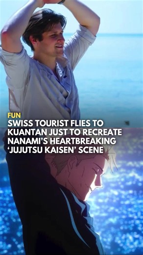 This one's for the Nanami fans. 🫶 Swiss content creator @velkichrigi travelled all the way to Kuantan with one mission: to recreate Kento Nanami's iconic final dream sequence from Jujutsu Kaisen. The beach scene, where Nanami imagines retiring peacefully in Kuantan, has become one of the anime's most emotional moments. Safe to say, this tribute hit JJK fans right in the feels. 🥹 Follow @saysdotcom for more fun videos! 🎥: @velkichrigi (Instagram) #SAYScomel