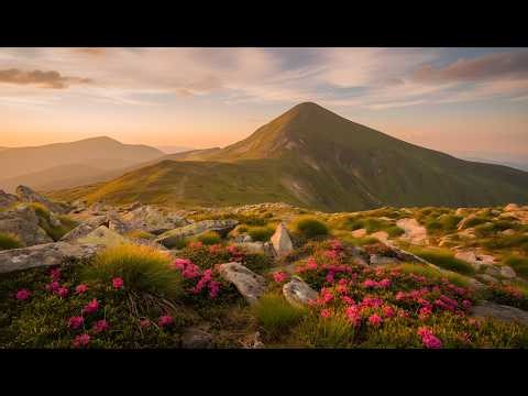Mountain Sunset Landscape 4K — 3 Hours Ambient Screensaver | No Sound
