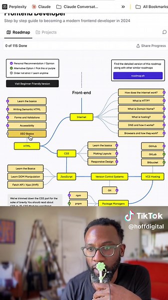 How to Navigate Tech Learning Roadmaps 📚 Summary: I discovered a website called roadmap.sh that provides comprehensive learning paths for various technology fields. It offers detailed maps of topics related to different tech roles, such as front-end development. The site includes resources like tutorials, articles, videos, and feeds for each subject. I found it particularly useful for learning about back-end technology and application deployment. 💡 Interesting Tip: Use roadmap.sh to visualize 
