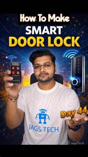 Jags Tech on Instagram: "Day 44 of Daily Dose of Electronics! ⚡ In today’s project, I’ll show you how to make a Smart RF Remote Control Door Lock System step-by-step. This DIY electronics project allows you to lock and unlock your door wirelessly using an RF remote — simple, secure, and perfect for beginners and intermediate makers. 🔧 In this video, you’ll learn: How RF remote systems work Required components for a smart door lock RF transmitter & receiver connection Relay module wiring Lock co