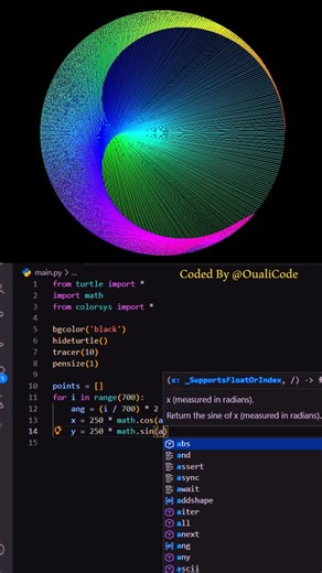 Python Turtle 🔥✨ #python #programming #graphics#coding#shorts#oualicode