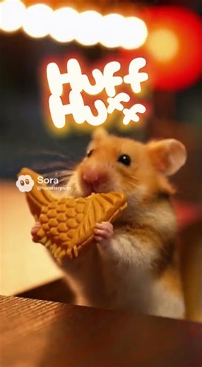 【食いしん坊ハムスターのプリン】甘いものは別腹🧡餡子大好き💕 Dessert stomach activated. I’m crazy about red bean paste!🧡🐹