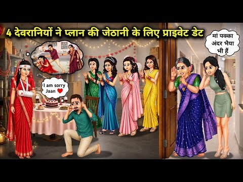 4 देवरानियों ने प्लान की जेठानी के लिए प्राइवेट डेट || Cartoon videos || Four sisters-in-law planned