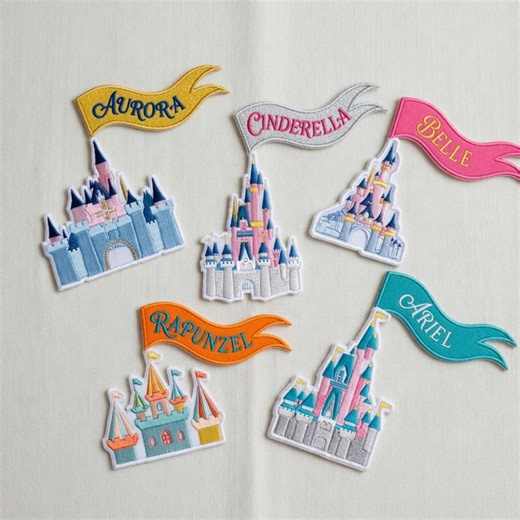 Custom Name Disney Castle Banner Embroidered Patches, Personalized Princess Castle Iron On, Gift for Girls Disney Fans, Jacket Backpack Hat - Etsy