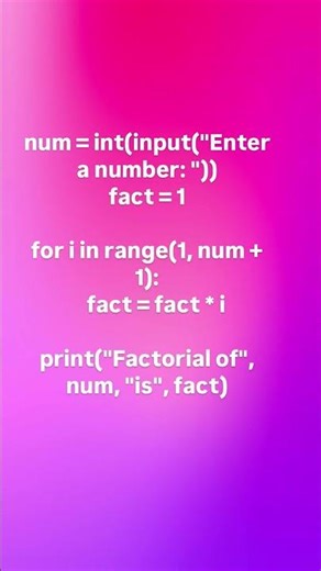 factorial number program in python #shorts #ytshorts