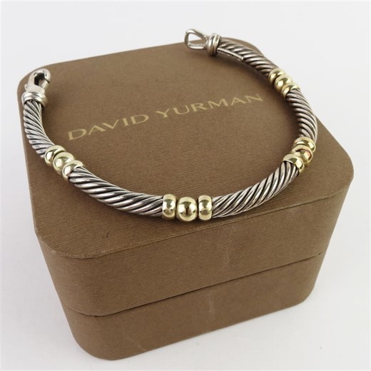 David Yurman 14k Gold Sterling Silver Cable Twist Link Bracelet - Etsy