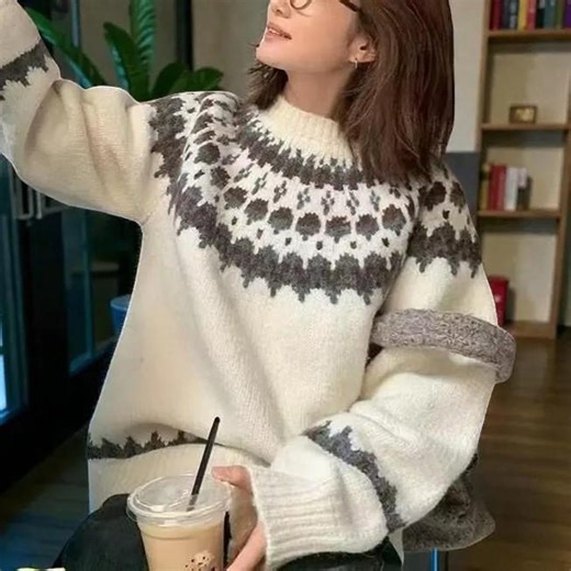 Fair Isle Sweater | Nordic Icelandic | Knit Pullover | Oversized Winter Jumper | Women Cozy - Etsy