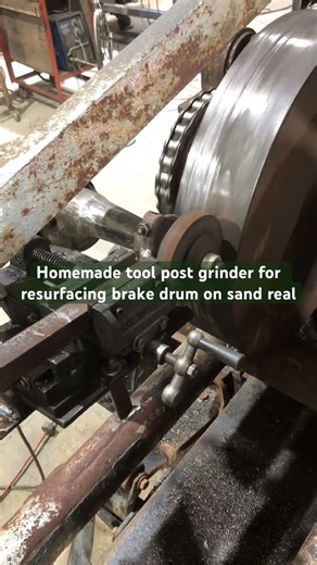 Tool post grinder for cable tool rig sand reel