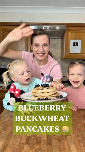 Something VERY American… 🇺🇸🫐 Blueberry Buckwheat Pancakes! #Shorts