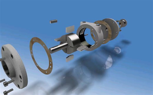 【模拟】动画演示叶片式气动马达工作原理