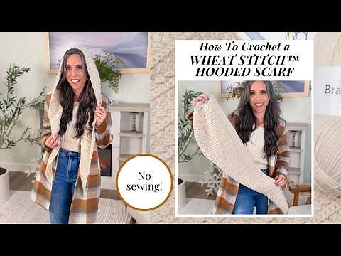 Wheat Stitch™ Hooded Scarf Crochet Pattern | Cozy Hood + Scarf in One