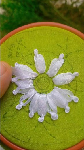 Ribbon flower #ribbon #embroidery #handbroidery #shorts #viral