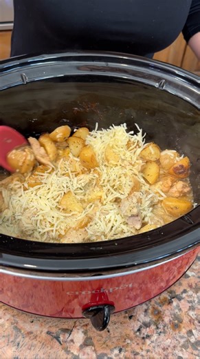 Fantastic garlic parmesan chicken and potatoes (in the crockpot) Olivia uses potatoes, chicken, minced garlic, Buffalo Wild Wings garlic parmesan sauce, paprika, salt, pepper and mozzarella cheese to make an easy, tasty dinner. This original video was produced by Network Media LLC and Olivia | Jacky and Olivia’s Kitchen