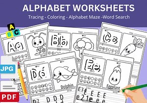 Printable Alphabet Worksheets for Kids | ABC Letter Tracing Pages | Preschool & Kindergarten Learning Printables - Etsy Australia