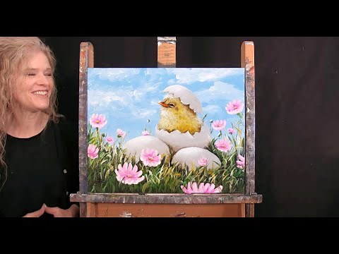 Learn How to Paint "SPRING CHICK" with Acrylic - Paint and Sip at Home - Easy Step by Step Tutorial