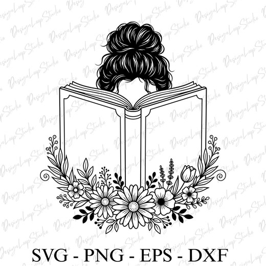 Reading Woman Svg File, Floral Book Svg, Book With Flowers Svg, Book Lover Svg, Book Svg File for Cricut Silhouette Printable - Etsy