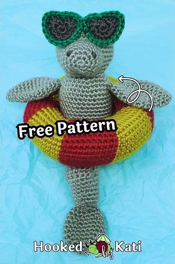 Summer Manatee Free Amigurumi Pattern with Inner Tube and Sunglasses