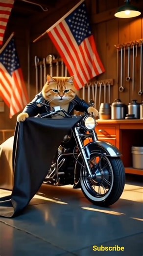 :“Fatty Yellow Cat Rides the 1960 Harley — Pure American Vibes!”