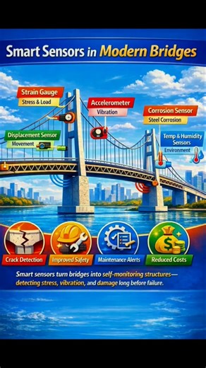Smart Sensor for Modern Bridges | Basic Knowledge for Civil Engineering | #Shorts