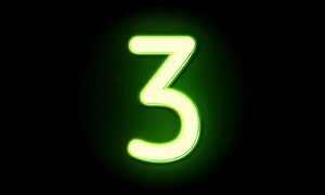Download Looped green neon number three animation for free