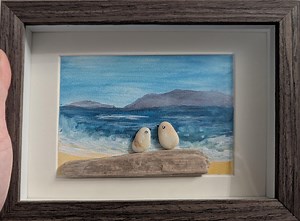 Seabirds on Driftwood Pebble Art - Etsy