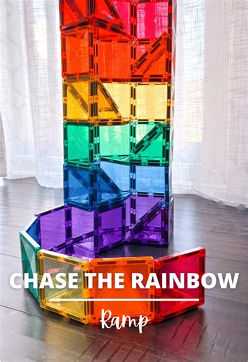 🌈 Chase the Rainbow Ramp! Build it once, play it two ways—use a car or a ball and watch the fun roll on. 🚗⚽️ This colorful ramp build is included in my ever-growing Magnetic Tiles Unlimited Book, now with 65 play ideas for endless STEM play. ✨ Already own the book? Re-download the updated version to get this build for FREE. ✨ New here? The book now includes over 65 magnetic tile play ideas—and keeps growing with new builds added regularly. 📕Book link in bio. #magnetictiles #stemplay #openende