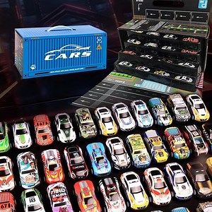 48 Mini Pull-Back Cars with Built-in Garage Set, Alloy Race Car Toy Collection with Storage Box, Friction Powered Vehicles for Kids and Toddlers