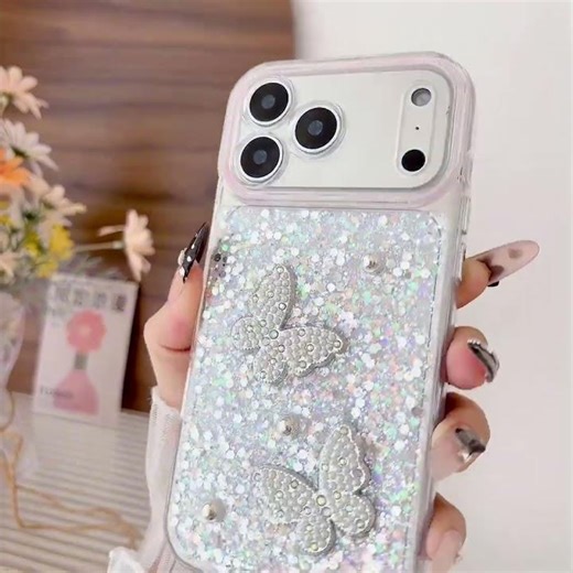 Full sequins butterfly dripping case