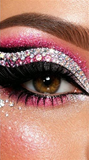 ✨ Make Rosa Neon com Glitter e Pedras ✨