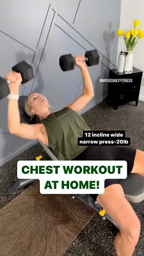 Here’s a chest focused workout for you! I’m adding in a little front press that activates a bit of chest but also some front shoulder in there. Working on our push muscles is functionally important for several reasons: Many daily activities and tasks require push movements. Examples include pushing open doors, pushing a stroller, pushing a shopping cart, or even pushing yourself up from a chair. Strengthening push muscles, can make these activities easier and reduce the risk of injuries. Workout