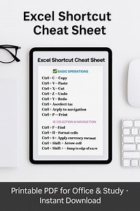 Excel Shortcut Cheat Sheet – Printable Keyboard Shortcuts PDF for Office, Students & Work Productivity - Etsy UK
