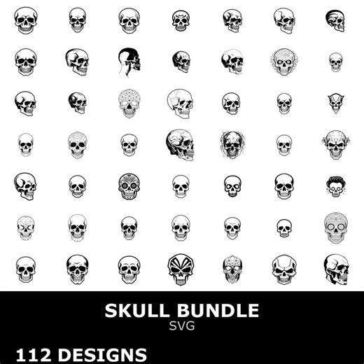 Skull SVG Bundle, Skull Clipart, Cutting Files for Cricut - Etsy