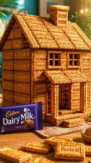 🏠 I Built an Amazing Biscuit House with Chocolate! 🍫 | Satisfying DIY #Shorts