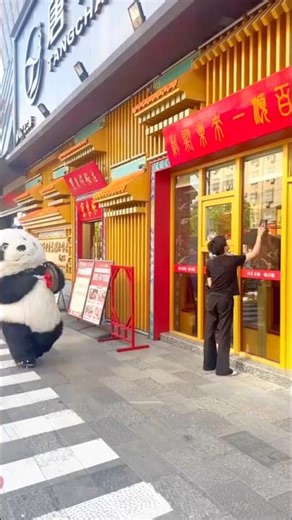 cute panda scared the man 😂🥰#trending #youtubeshorts #viral #shorts #funny #comedy #reels