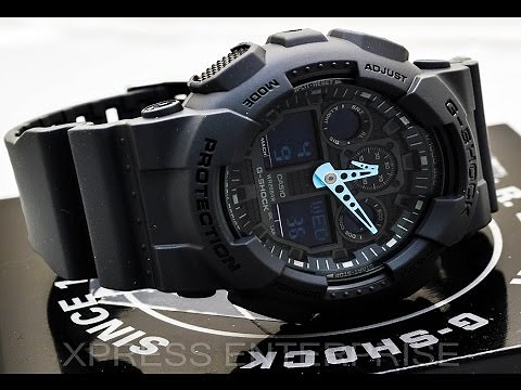 Casio GSHOCK BLUE GA100C-8A REVIEW | How To Set Time | LIGHT DISPLAY