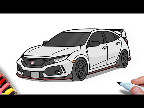 How to draw a Honda Civic Type R 2020 | Car drawing