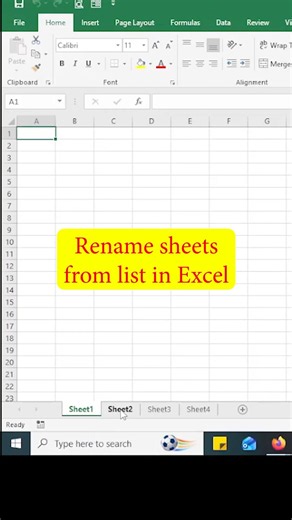 How to rename sheets with list in excel | #viralshorts #excel #exceltips #exceltutorial