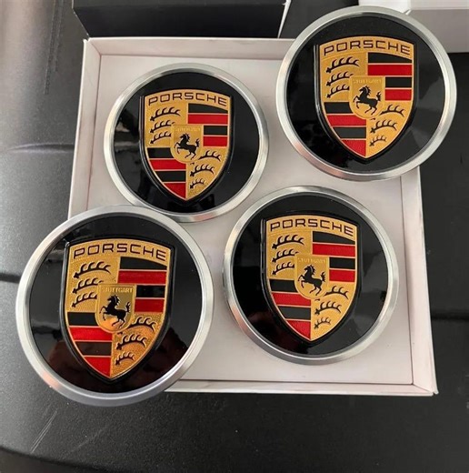 Porsche Wheel Center Caps | Black, Silver Chrome, 76mm | Set of 4 - Etsy