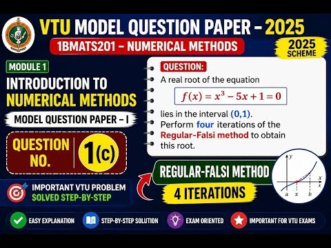 VTU Exam Preparation | Regular-Falsi Method Problem from Model Question Paper 2025