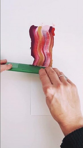 Scrape Painting with Acrylic Paint and a Comb