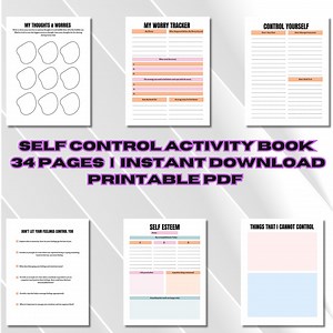 Printable Self Control Activity Book, Digital Self-control Interactive Worksheet Inserts for Journals, School Counseling Resources PDF - Etsy Australia
