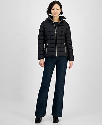 MICHAEL Michael Kors Women's Hooded Zip Packable Puffer Coat - Macy's