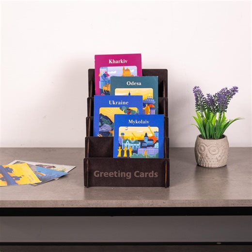 Postcard Display Rack, Sticker Holder, Greeting Card Organizer, Retail Table Display, Wood Display Stand, Trade Show Display,wood Card Stand - Etsy