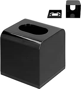 Square Tissue Dispenser Box, Tissue Box Cover Holder Tissue Holder for Bathroom Waterproof Tissue Box with Plastic Material for Home Offices(Black)